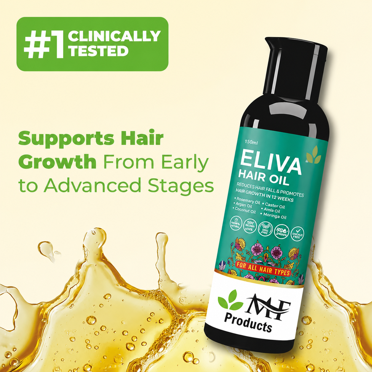 ELIVA Hair Oil – Reduce Hair Fall & Boost Healthy Hair Growth Naturally