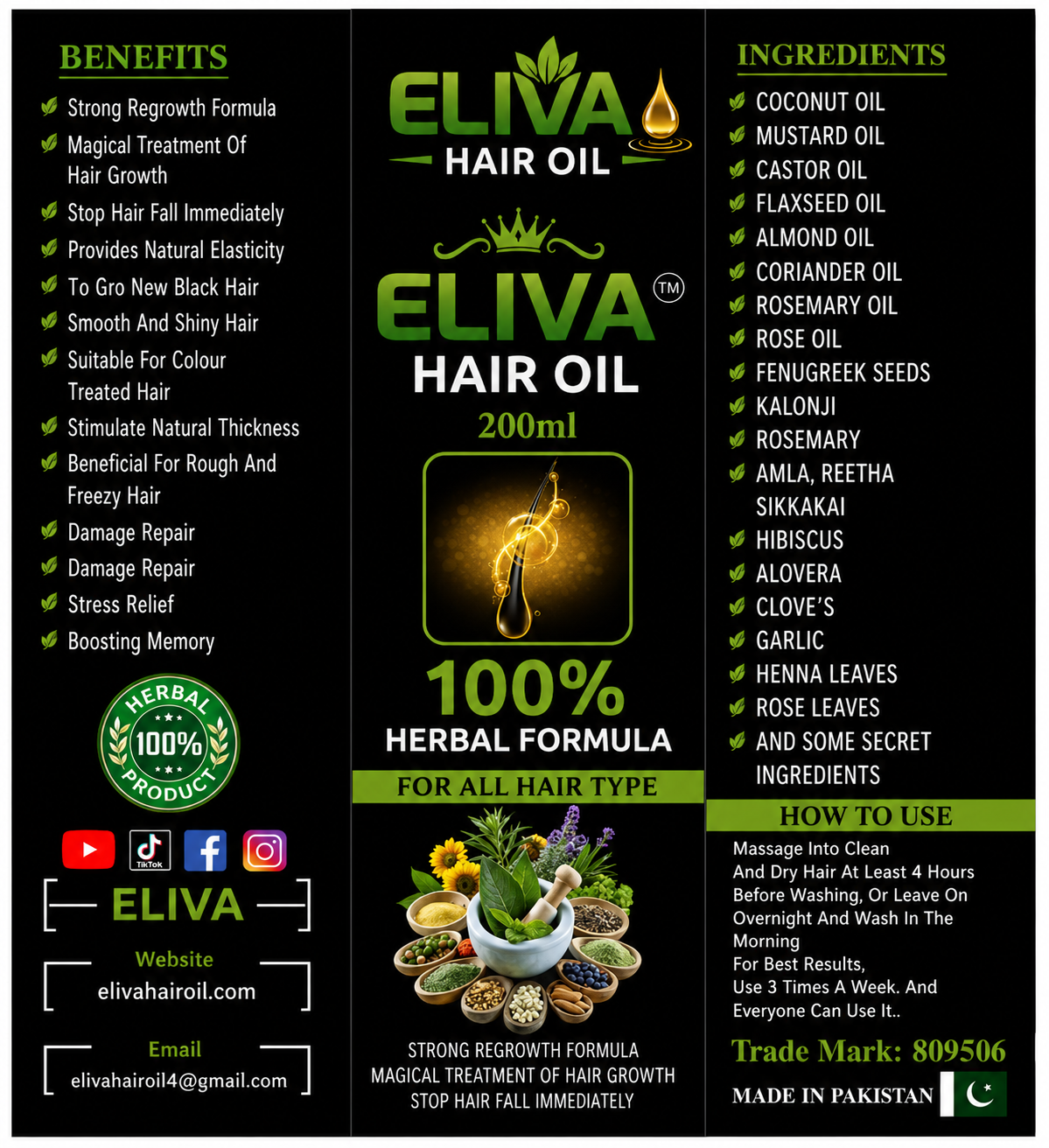 Eliva Herbal Hair Oil – 100% Natural Growth Formula